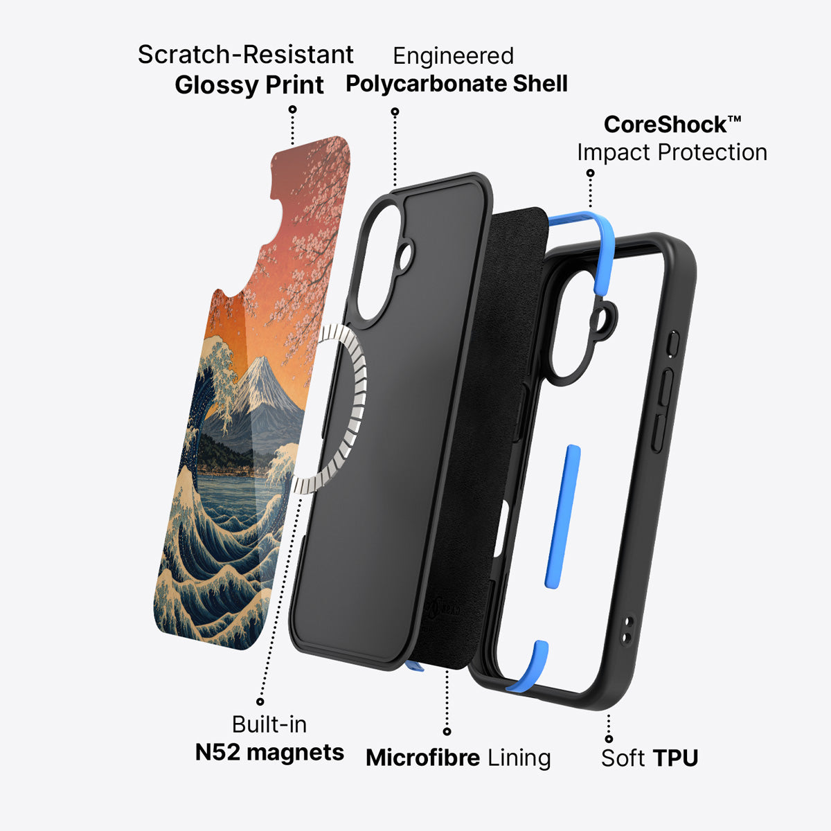 iPhone 16 Plus case construction – Sakura Coast phone case