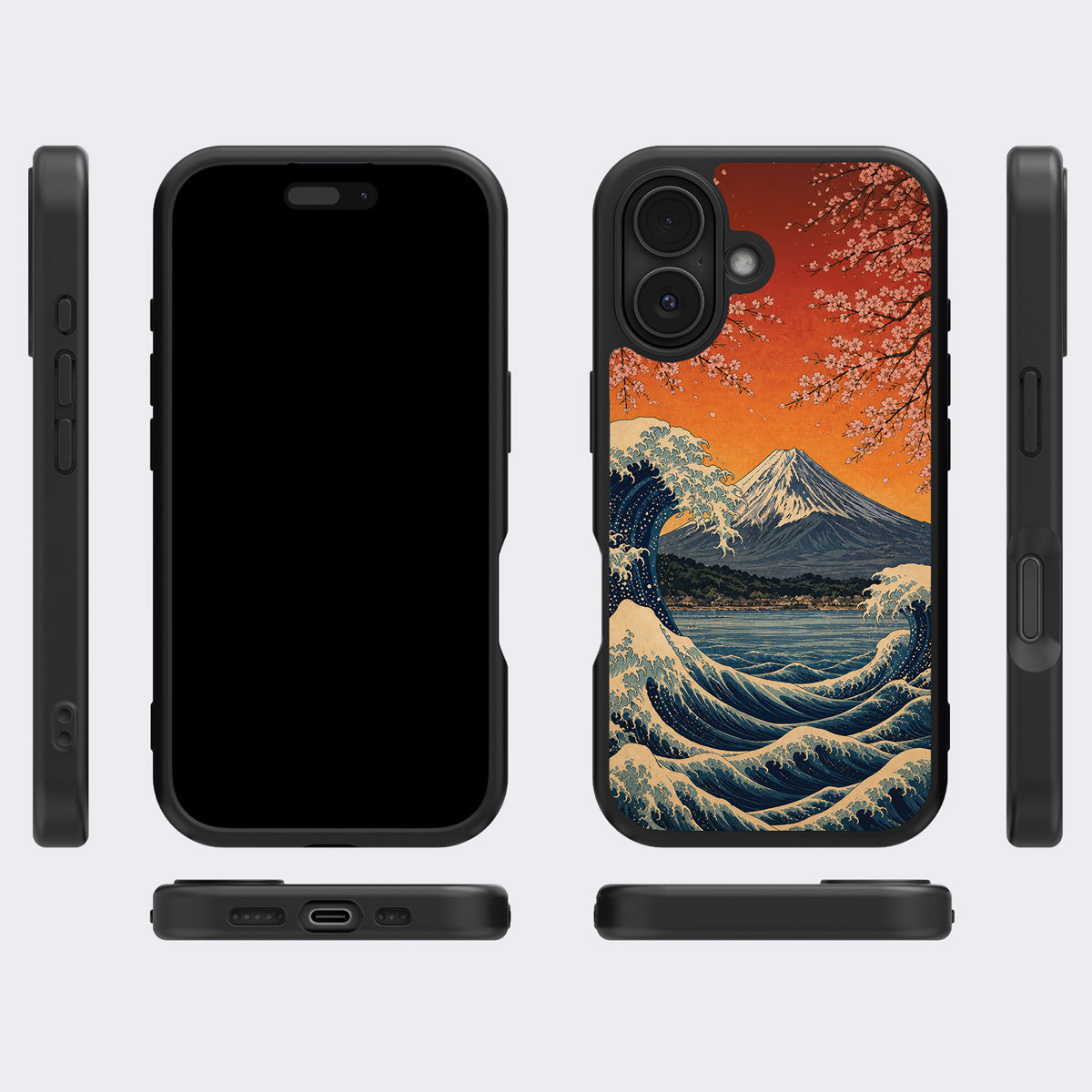 Sakura Coast iPhone 16 Plus case cover – multi-angle view