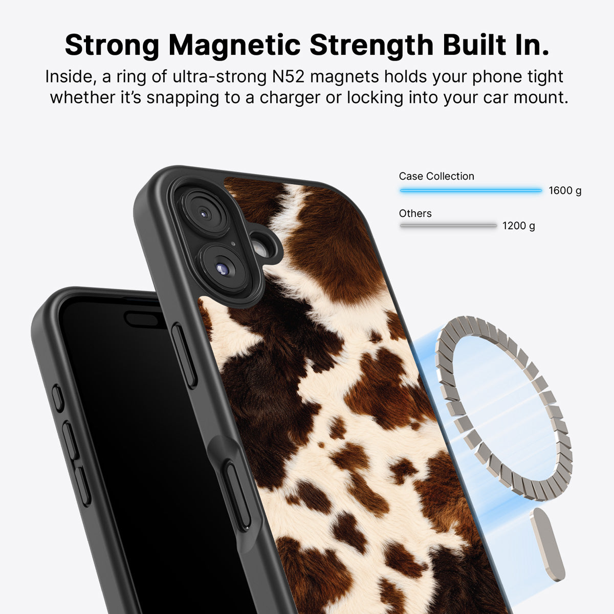 Cowhide Designer iPhone 16 Plus Case – Swiss Cow | MagSafe