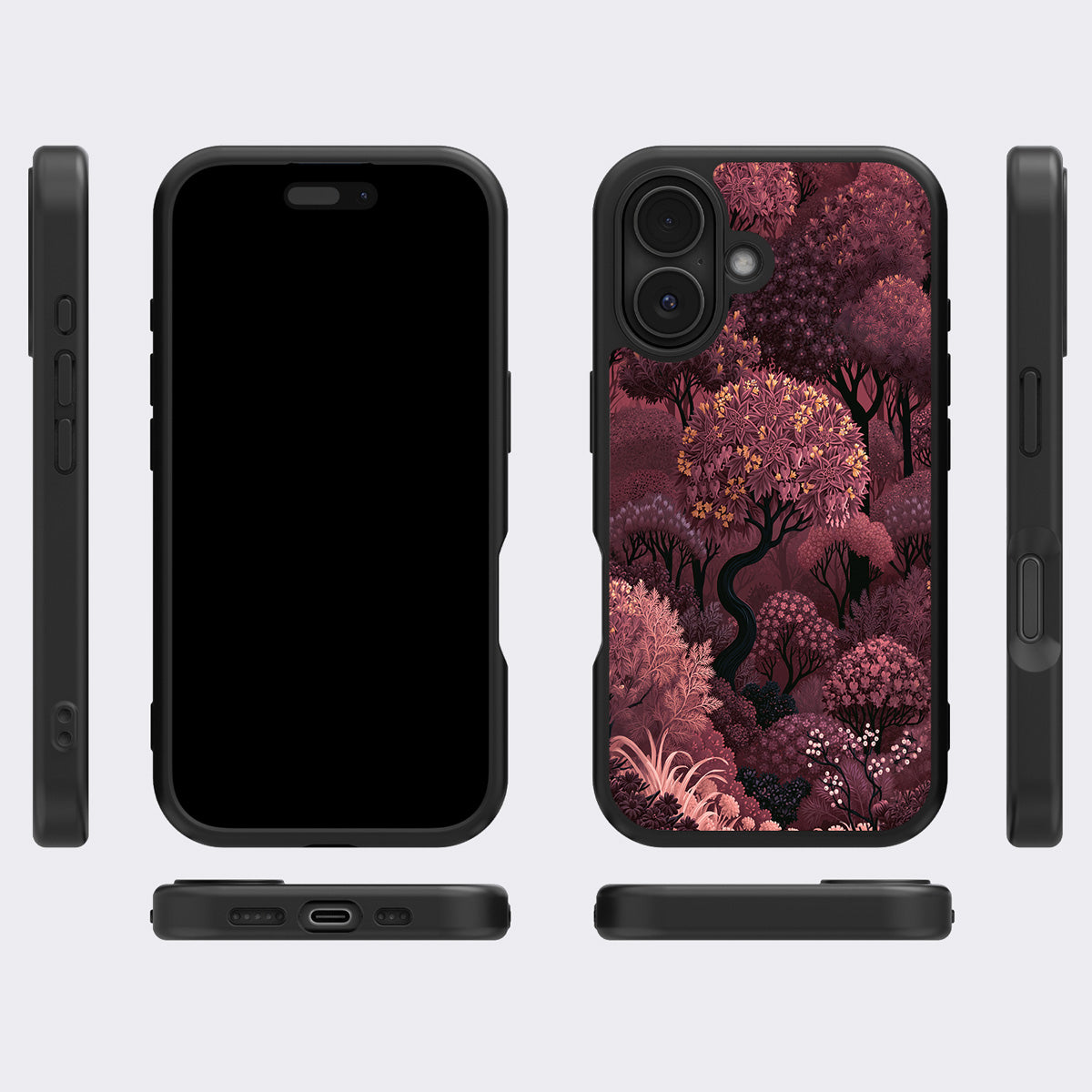 Velvet Reverie iPhone 16 Plus case cover – multi-angle view