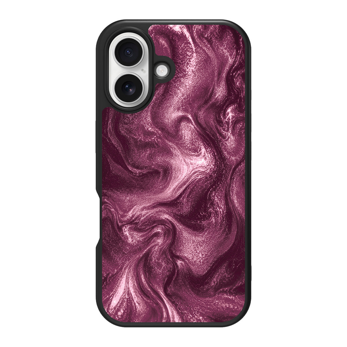Wine Shimmer design back view – iPhone 16 Plus case