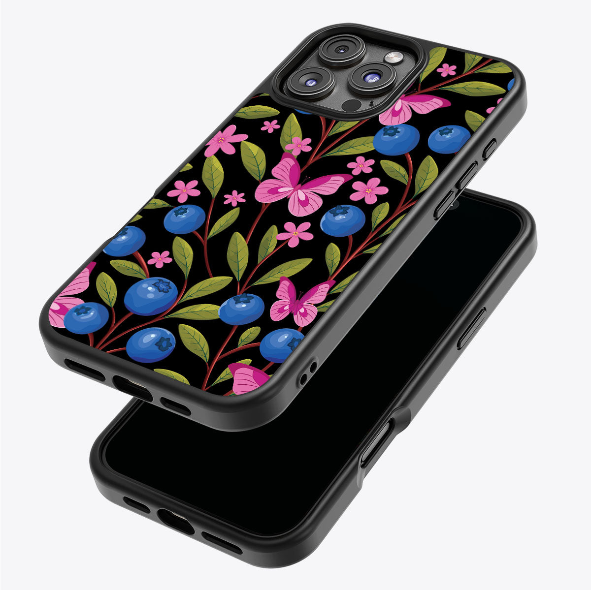 Blueberry Butterflies - iPhone 16 Pro Case #case type_core (magsafe), #case type_core (non magsafe)