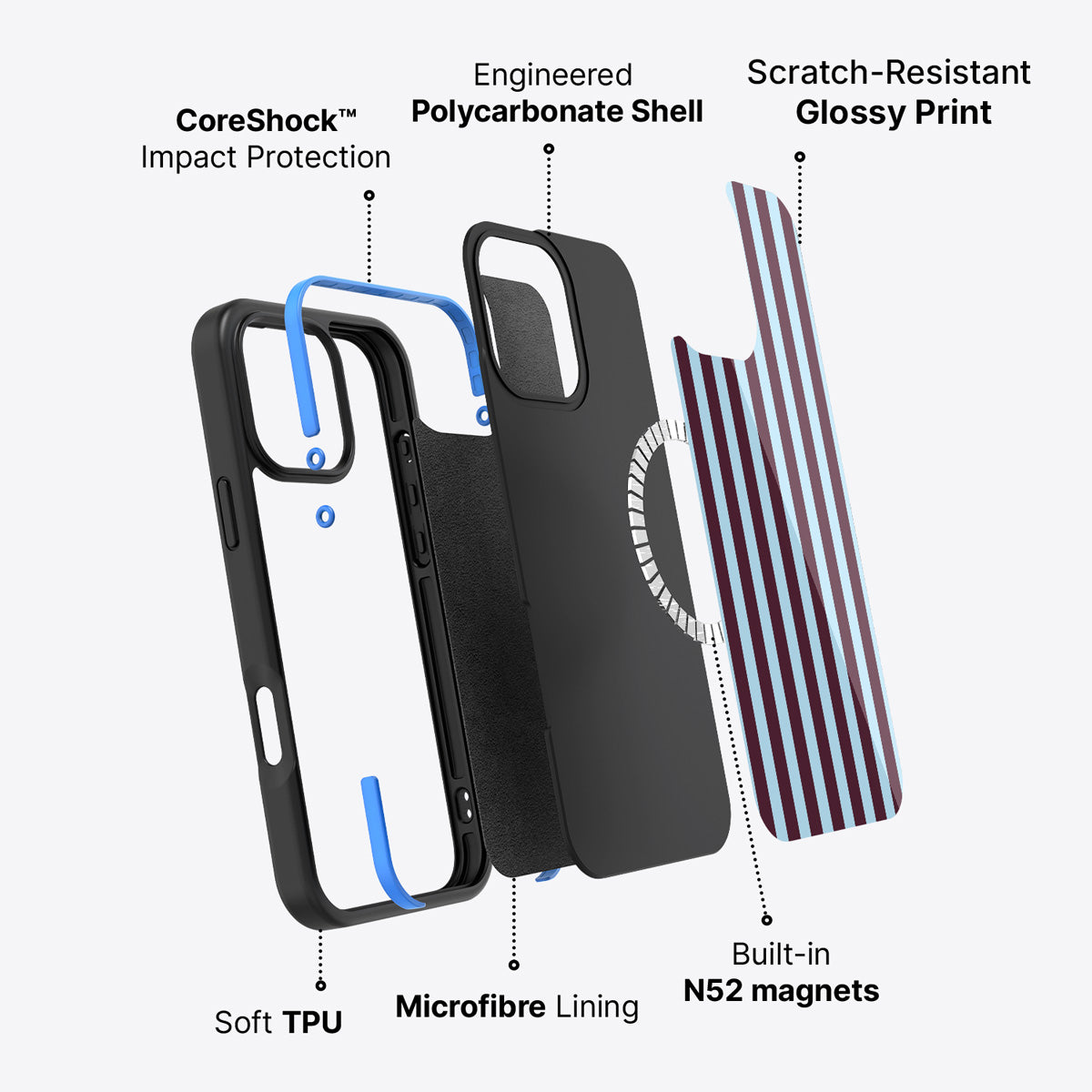 iPhone 16 Pro case construction – Cabernet Column phone case