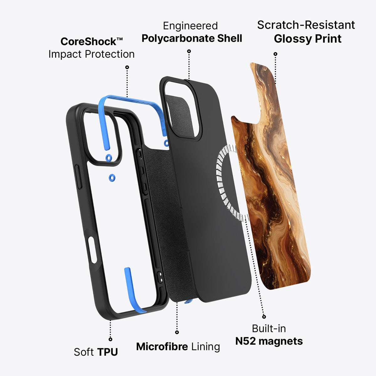 iPhone 16 Pro case construction – Caramel Swirl phone case
