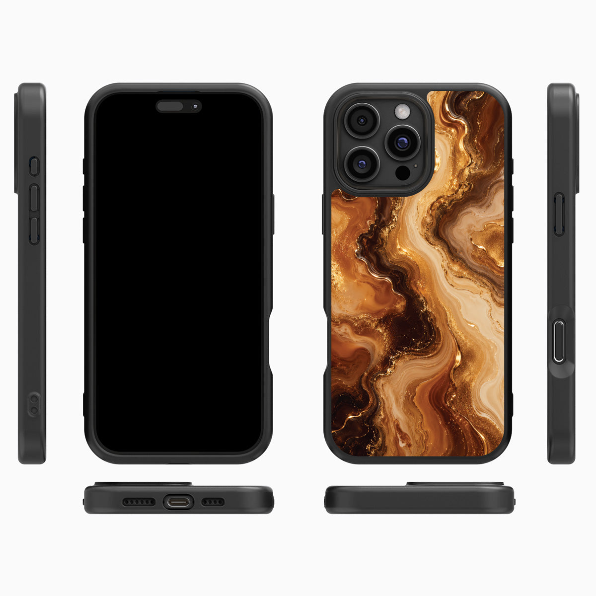 Caramel Swirl iPhone 16 Pro case cover – multi-angle view