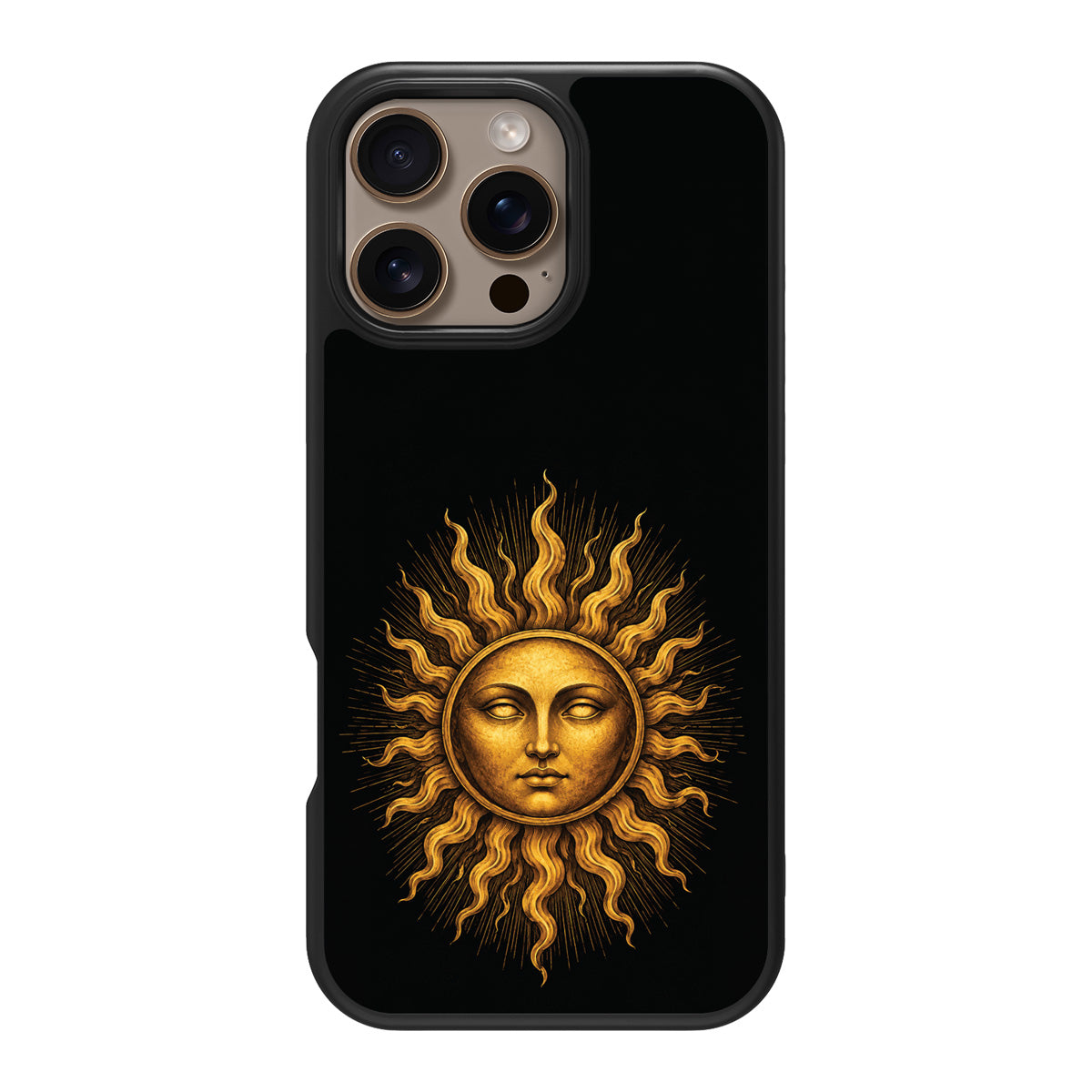 Celestial Sun design back view – iPhone 16 Pro case