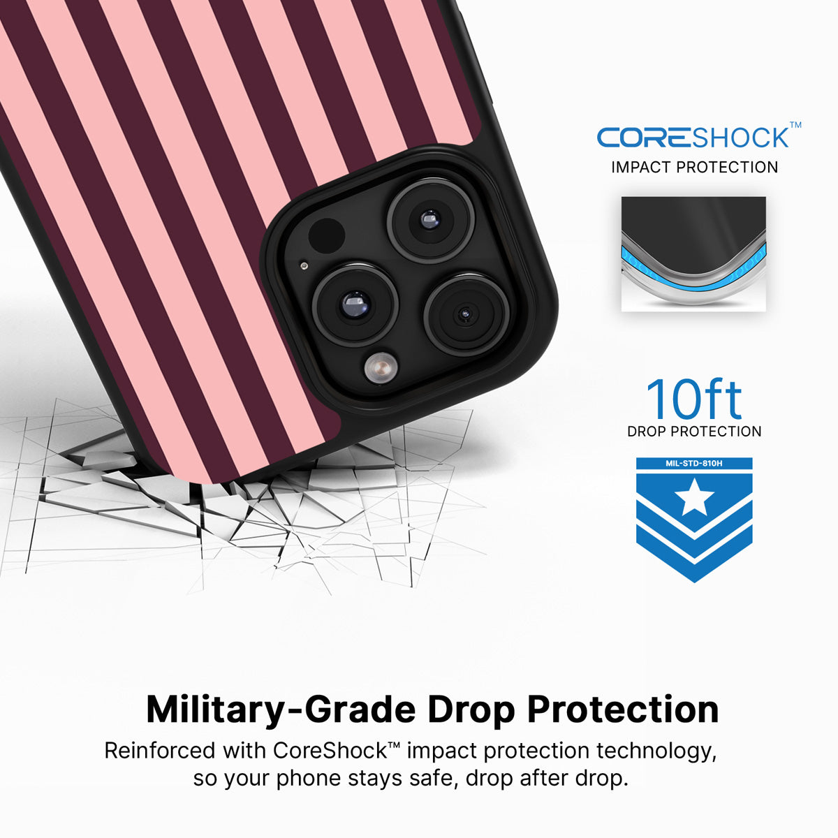 Claret Awning iPhone 16 Pro case with drop protection