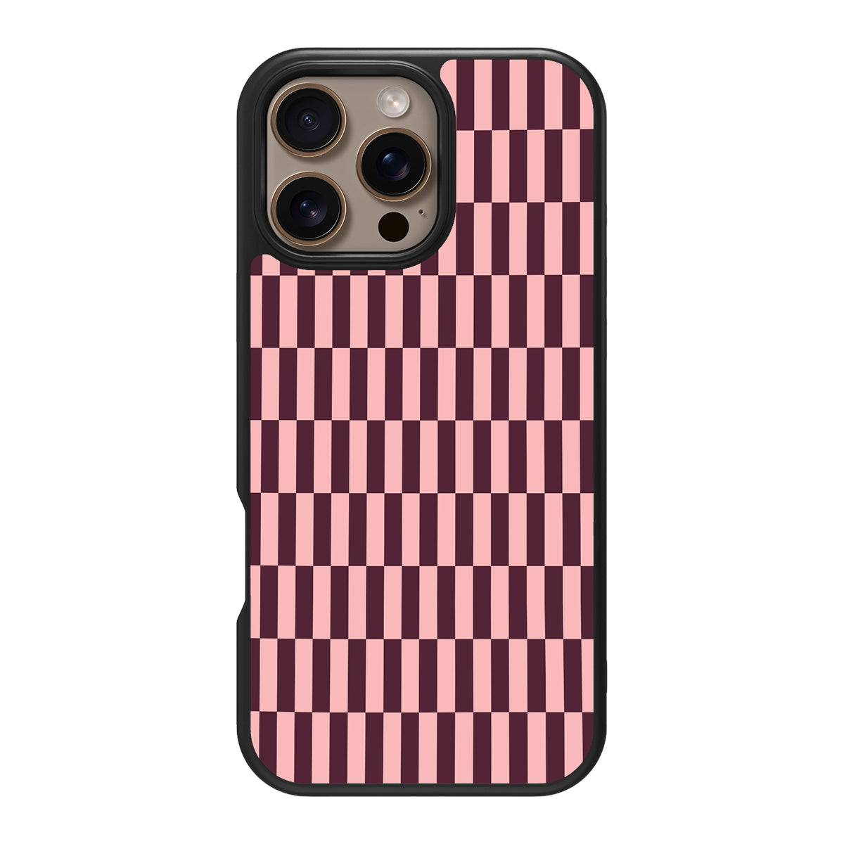 Claret Stack design back view – iPhone 16 Pro case