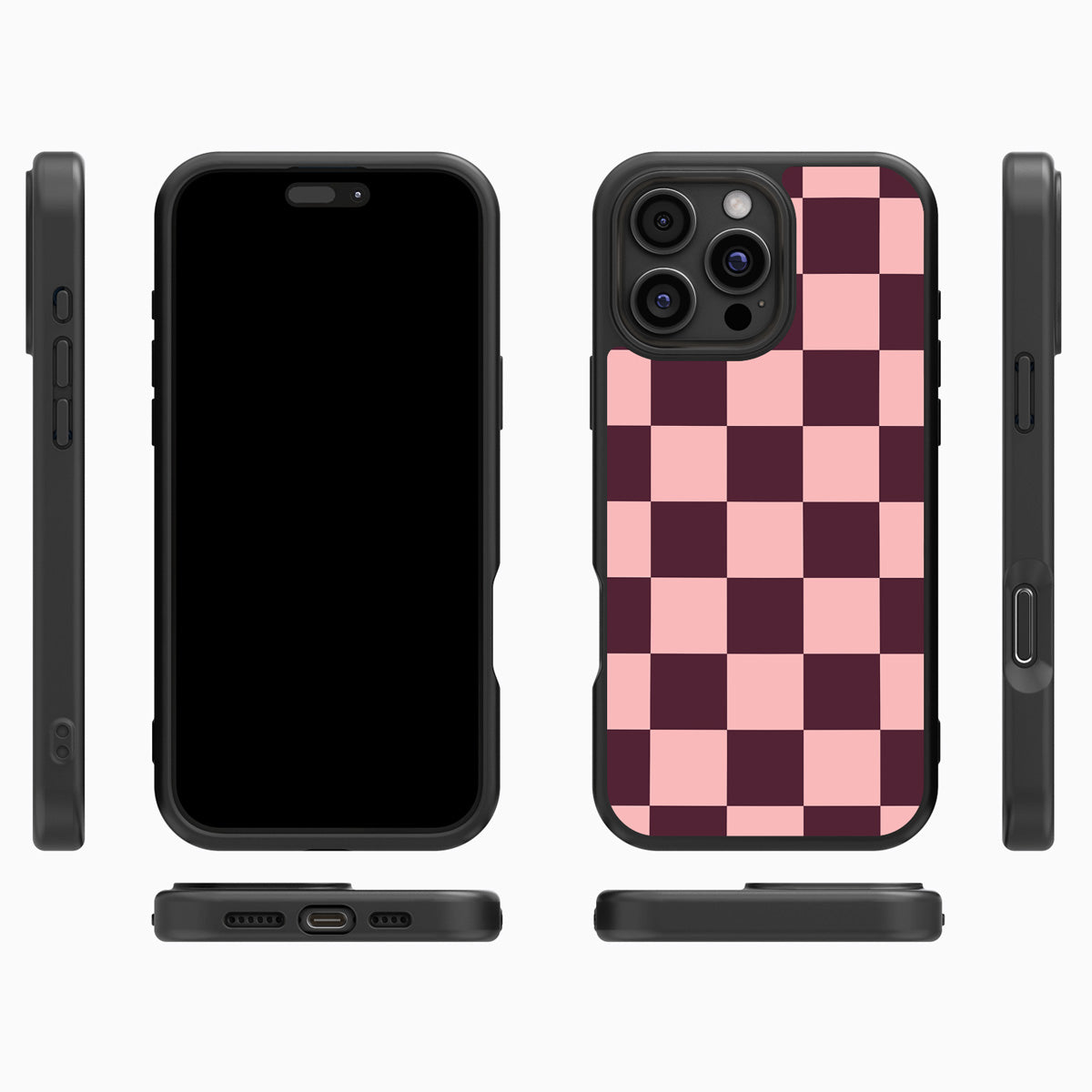 Claret Tile iPhone 16 Pro case cover – multi-angle view