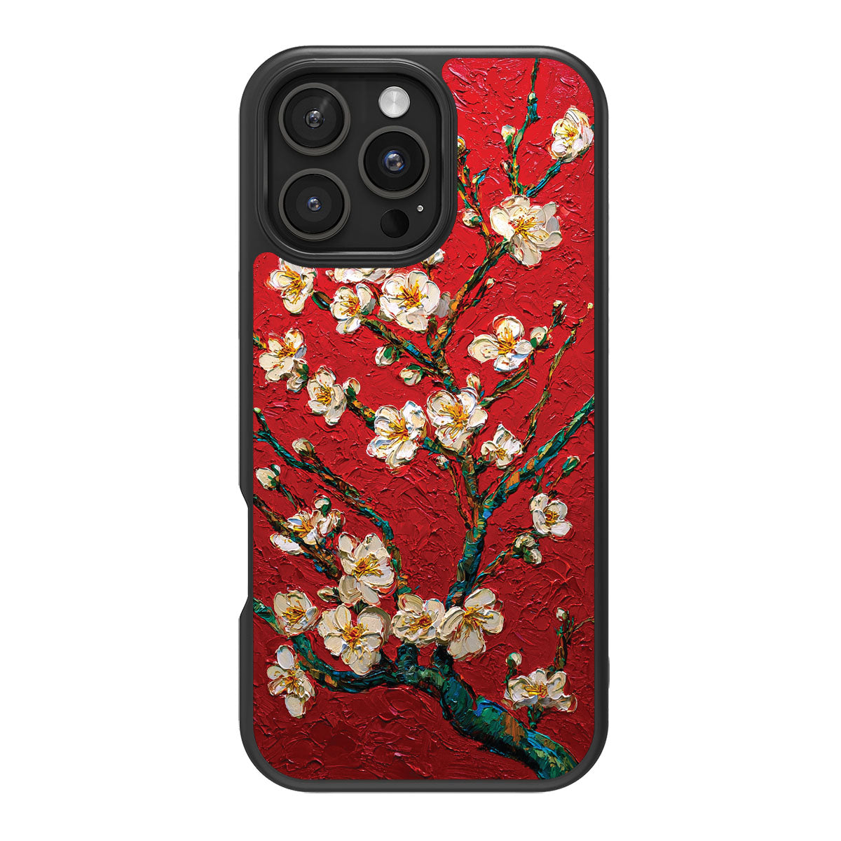 Crimson Blossom design back view – iPhone 16 Pro case