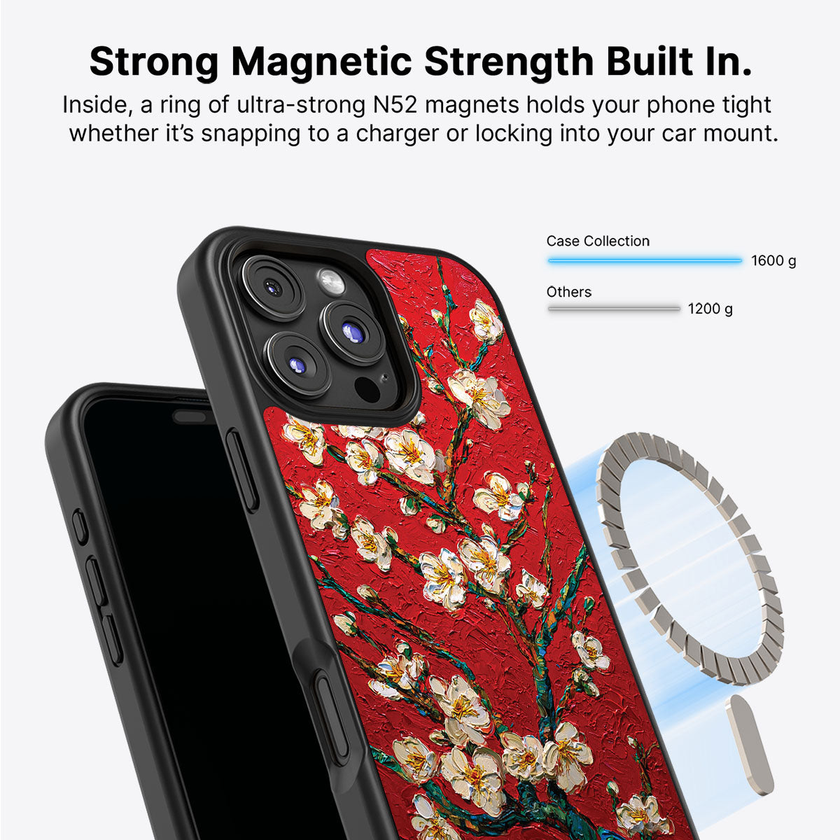 iPhone 16 Pro MagSafe case – Crimson Blossom design