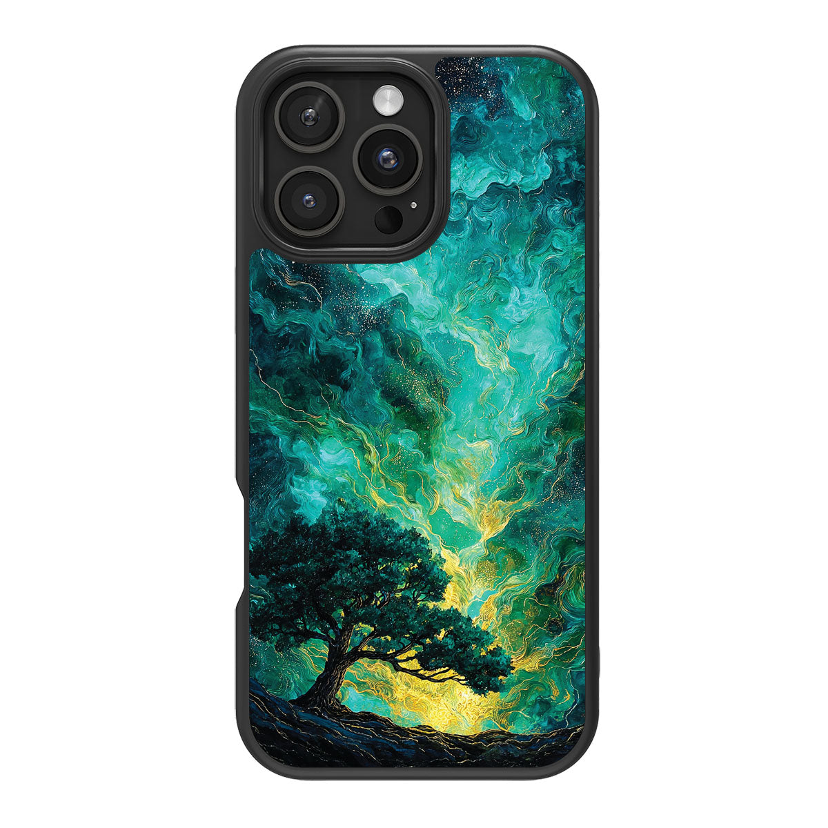 Emerald Storm design back view – iPhone 16 Pro case