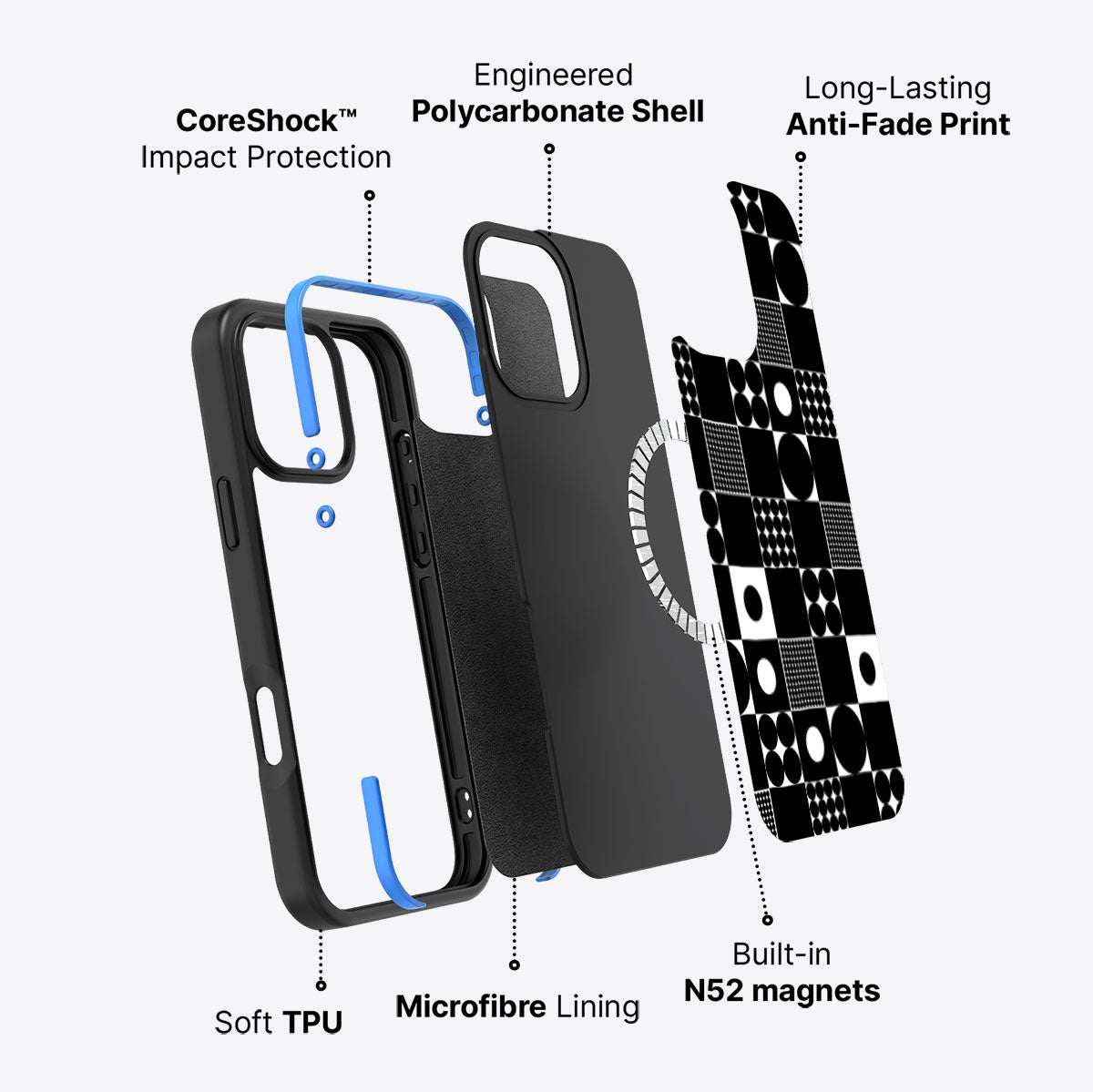 Grid and Orb - iPhone 16 Pro Case #case type_core (magsafe)