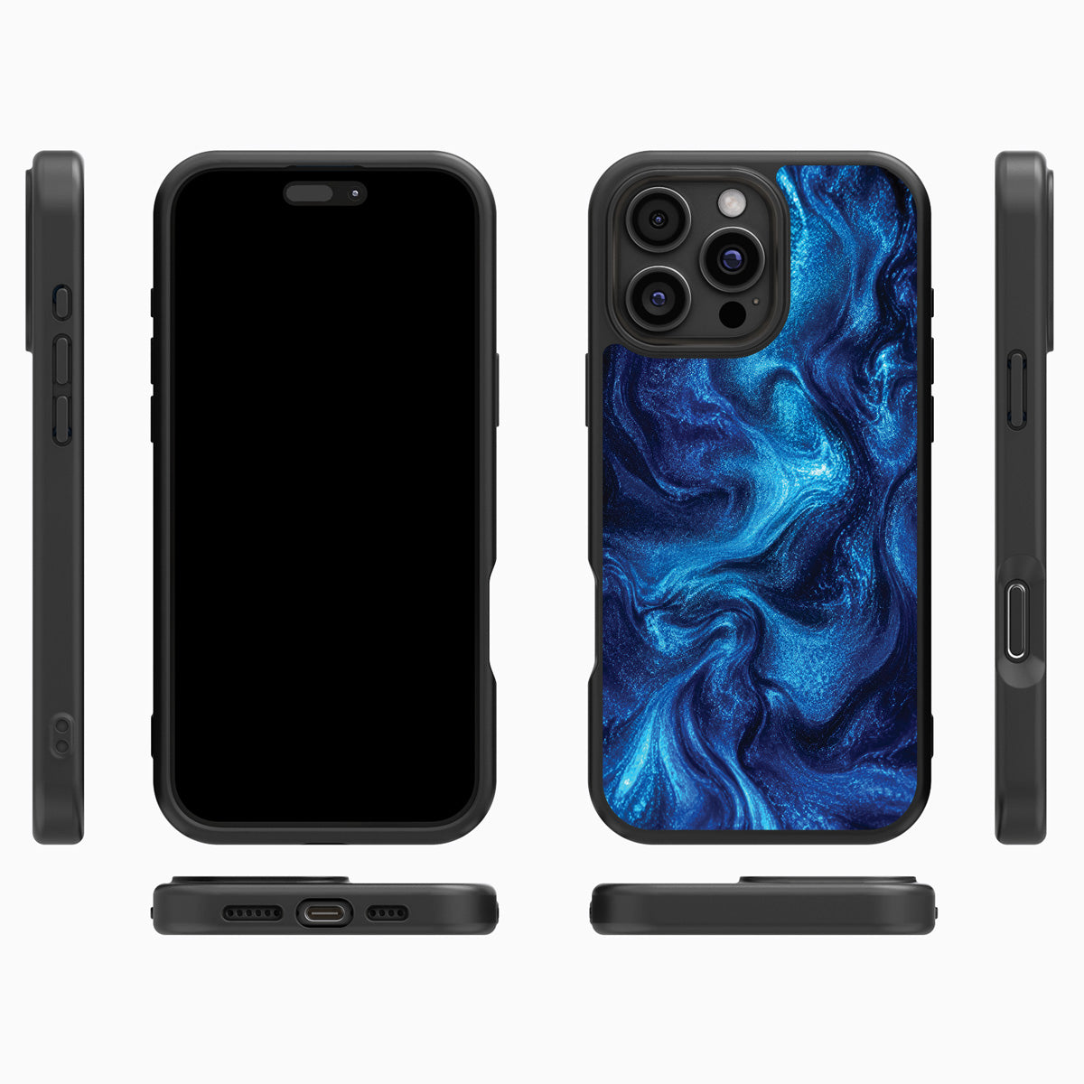 Blue Marble Designer iPhone 16 Pro Case – Indigo Impasto | MagSafe
