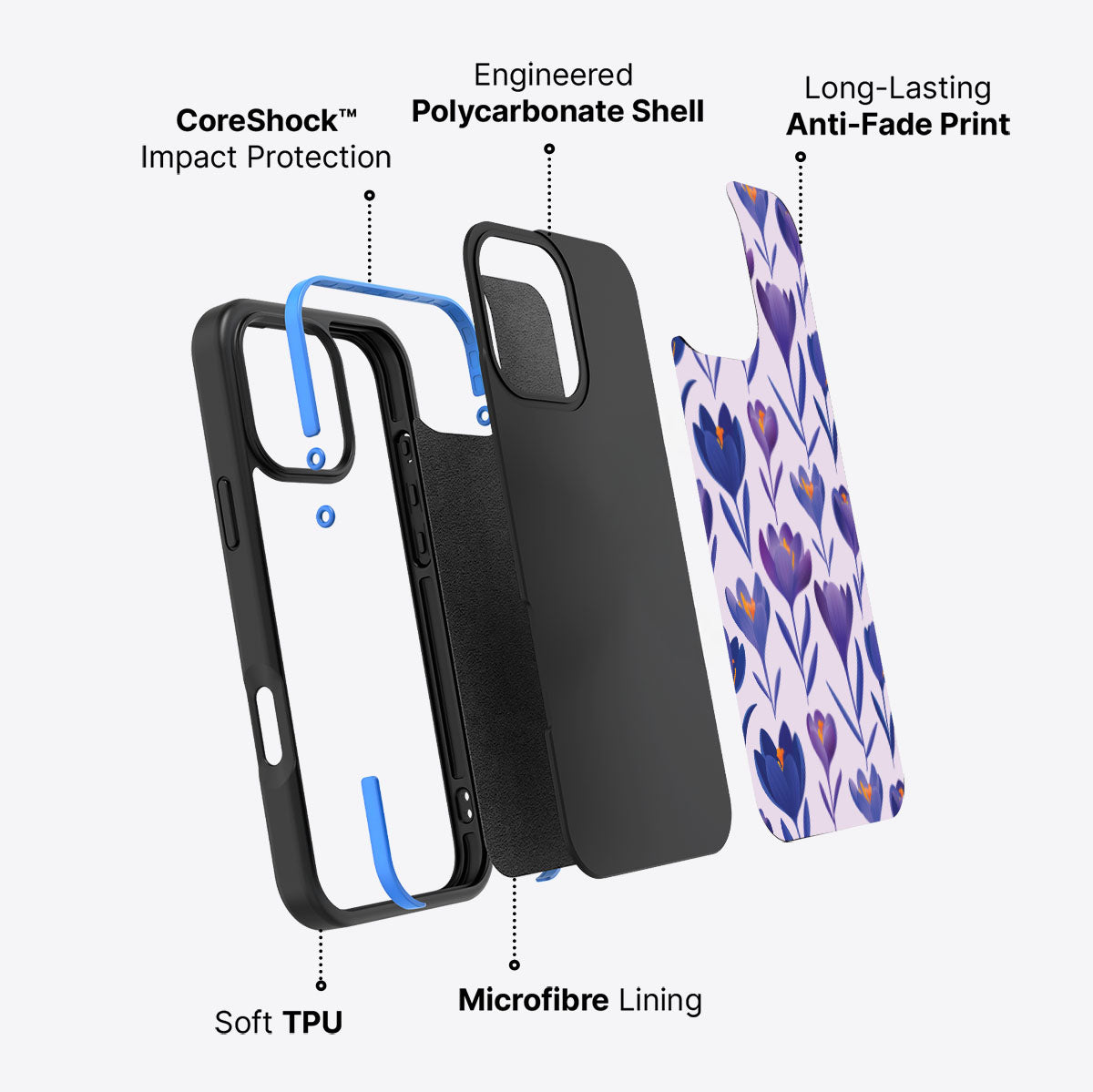 Midnight Crocus - iPhone 16 Pro Case #case type_core (non magsafe)