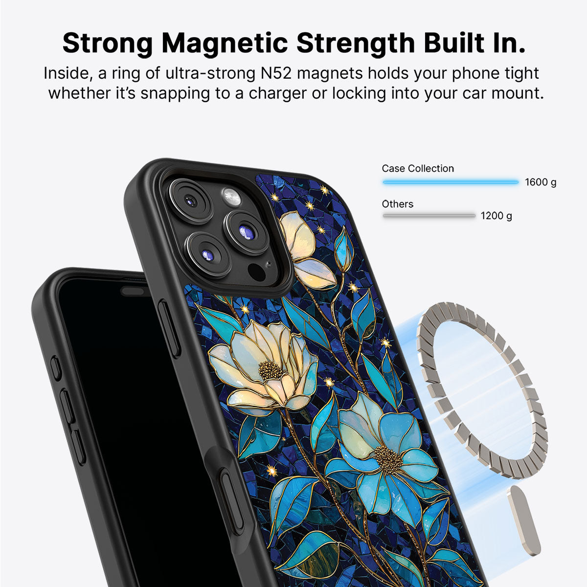 Floral Designer iPhone 16 Pro Case – Midnight Magnolia | MagSafe — view 4