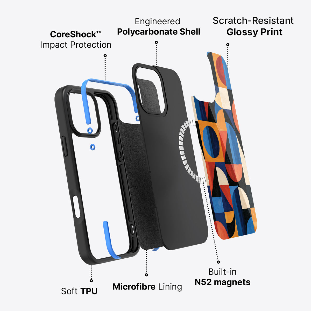 iPhone 16 Pro case construction – Modernist Muse phone case
