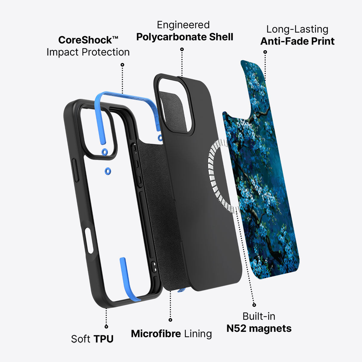 Moonlit Petals - iPhone 16 Pro Case #case type_core (magsafe)