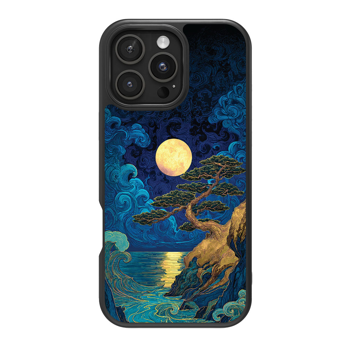 Moonlit Tide design back view – iPhone 16 Pro case