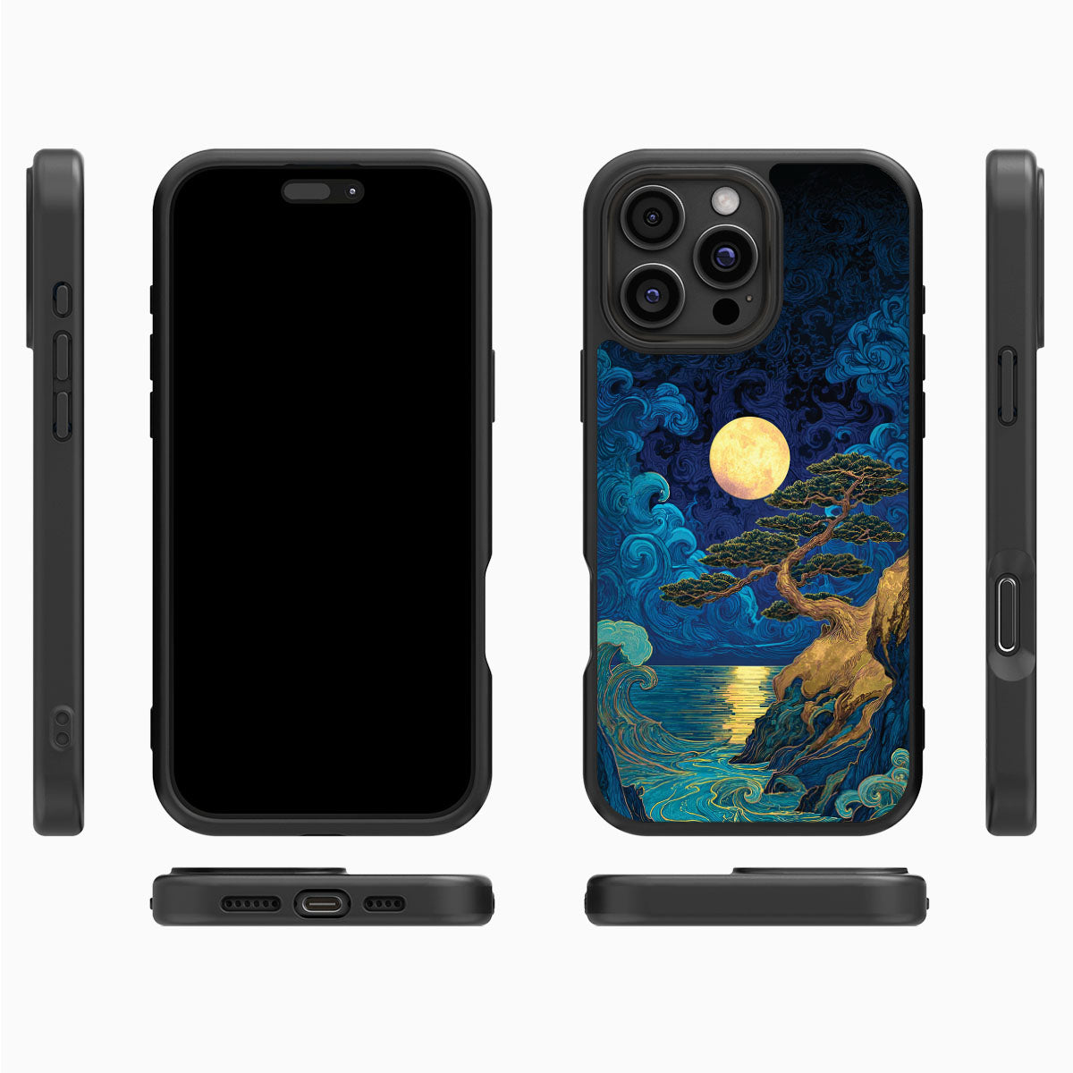 Moonlit Tide iPhone 16 Pro case cover – multi-angle view