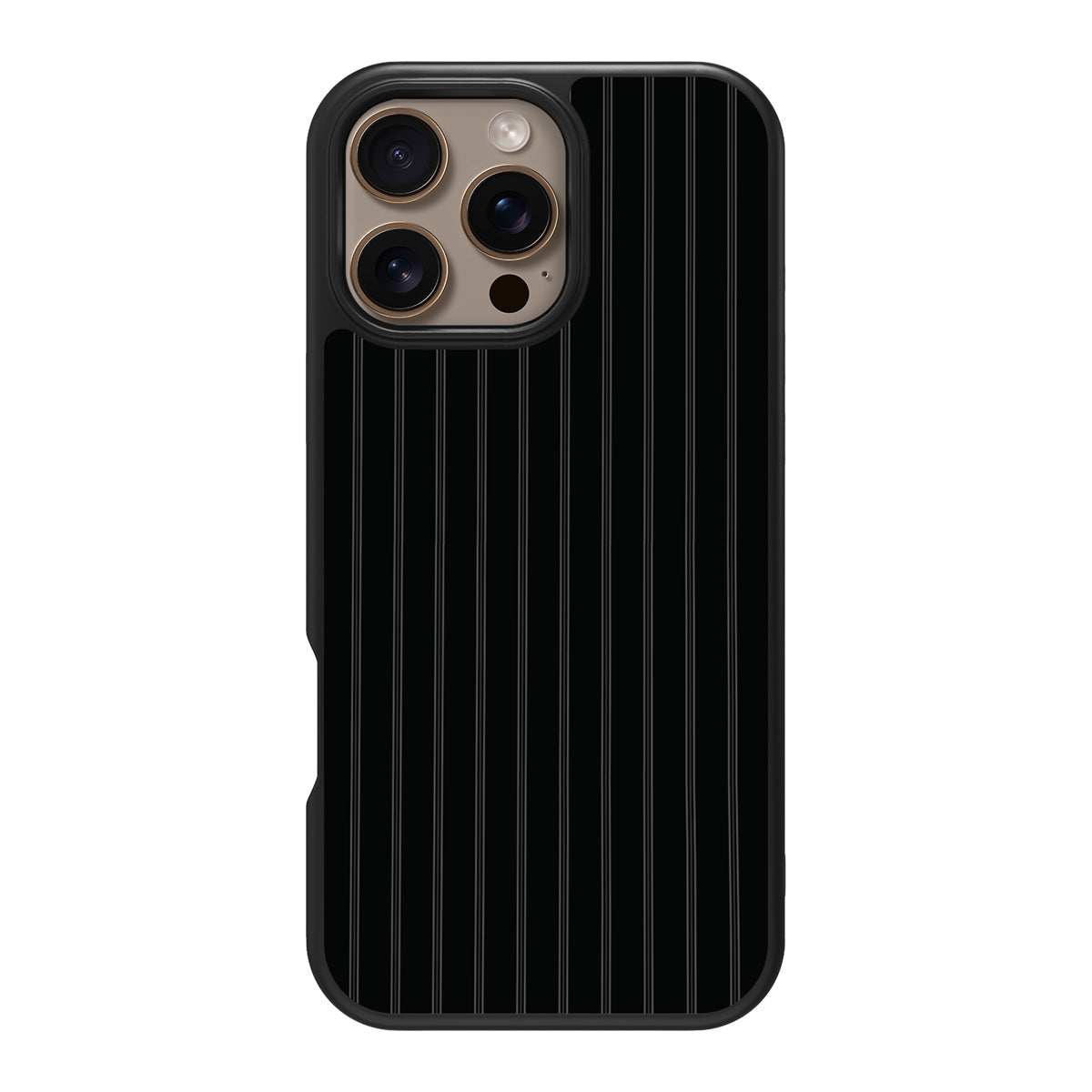Onyx Pinstripe design back view – iPhone 16 Pro case