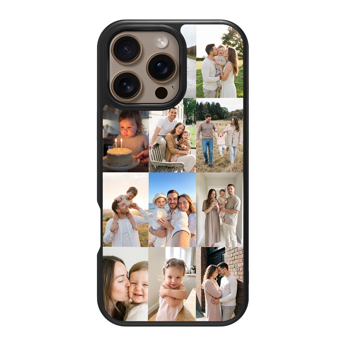 Personalised iPhone 16 Pro case – family 12-photo collage design