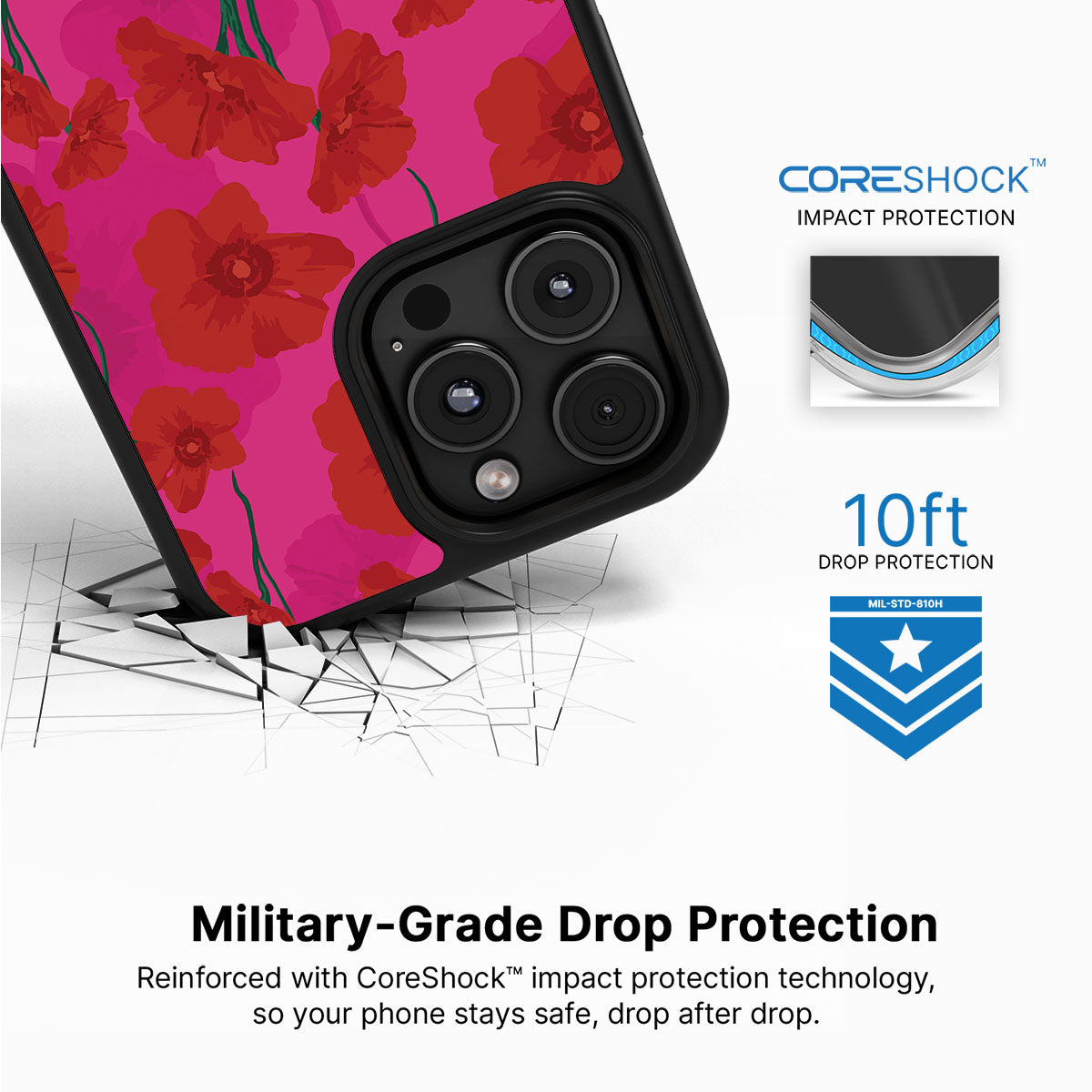 Pink Poppies - iPhone 16 Pro Case #case type_core (magsafe), #case type_core (non magsafe)