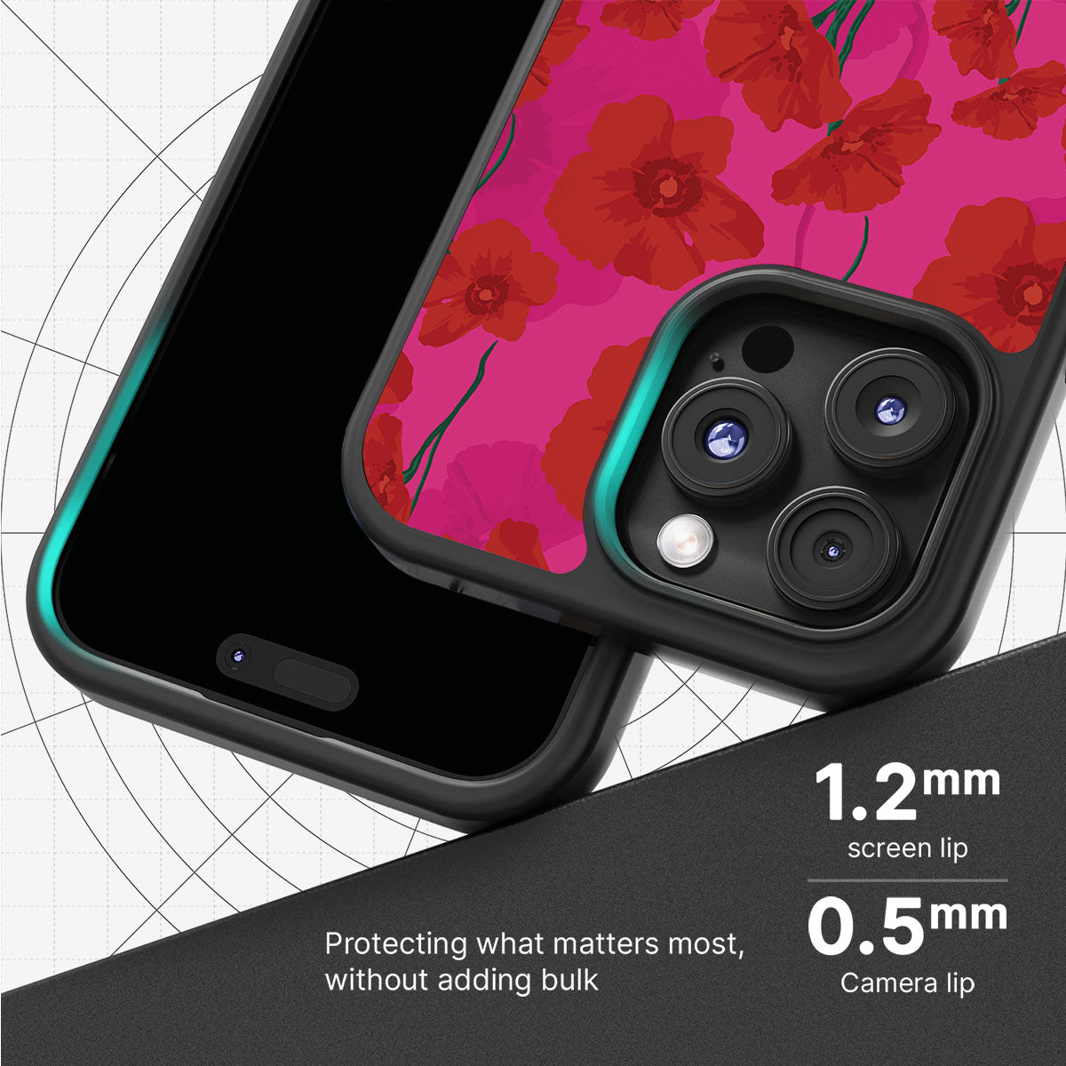 Pink Poppies - iPhone 16 Pro Case #case type_core (magsafe), #case type_core (non magsafe)