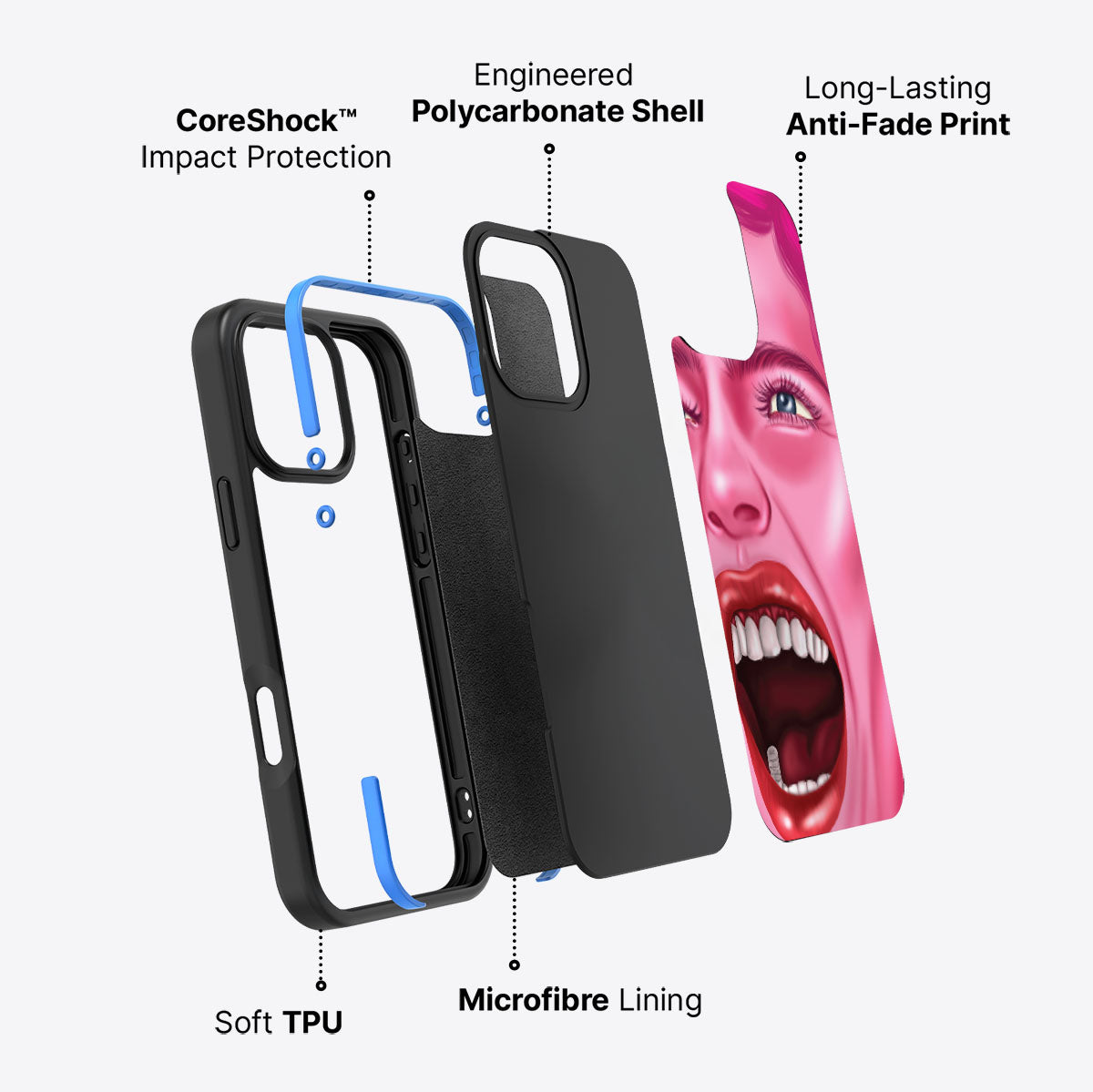 Pink Rage - iPhone 16 Pro Case #case type_core (non magsafe)