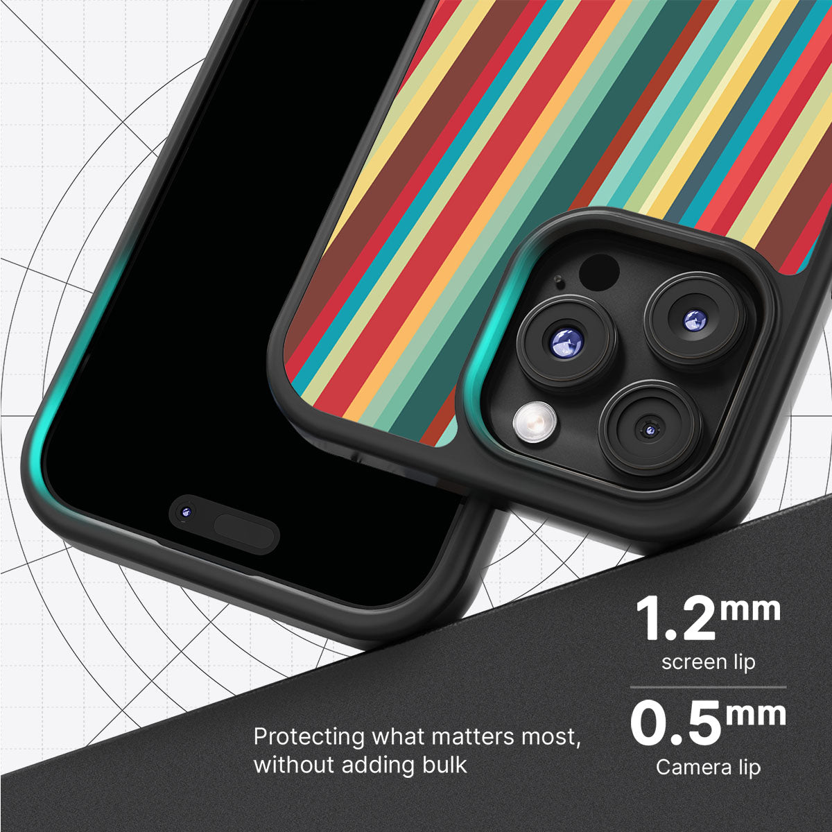 Retro Stripes - iPhone 16 Pro Case #case type_core (magsafe), #case type_core (non magsafe)