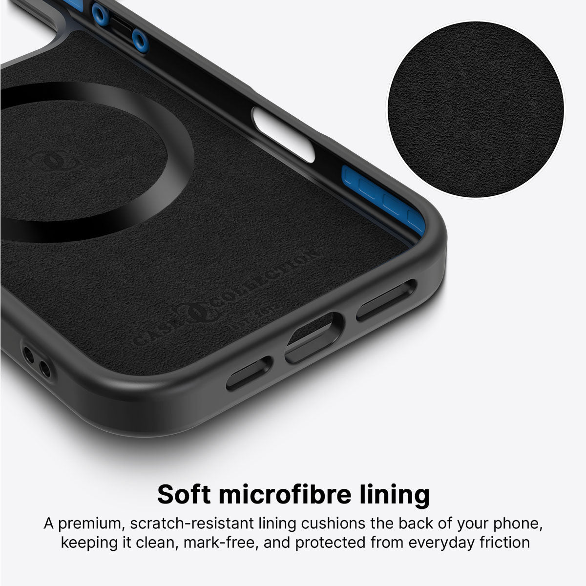 iPhone 16 Pro case interior – Sea Pearls microfibre lining