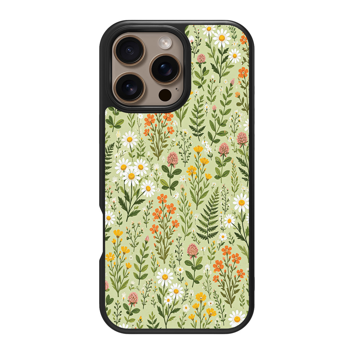 Wildflower Meadow design back view – iPhone 16 Pro case