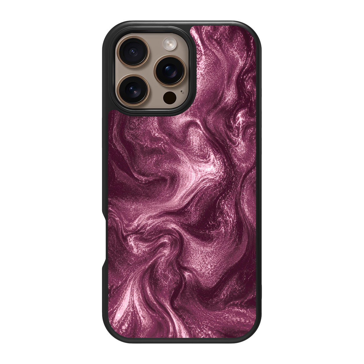 Wine Shimmer design back view – iPhone 16 Pro case