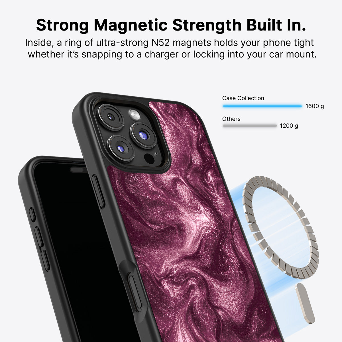 iPhone 16 Pro MagSafe case – Wine Shimmer design