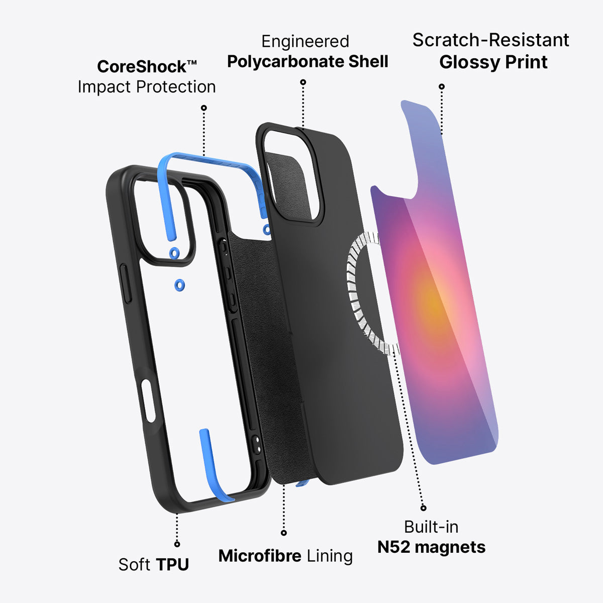 iPhone 16 Pro Max case construction – Aura Glow phone case