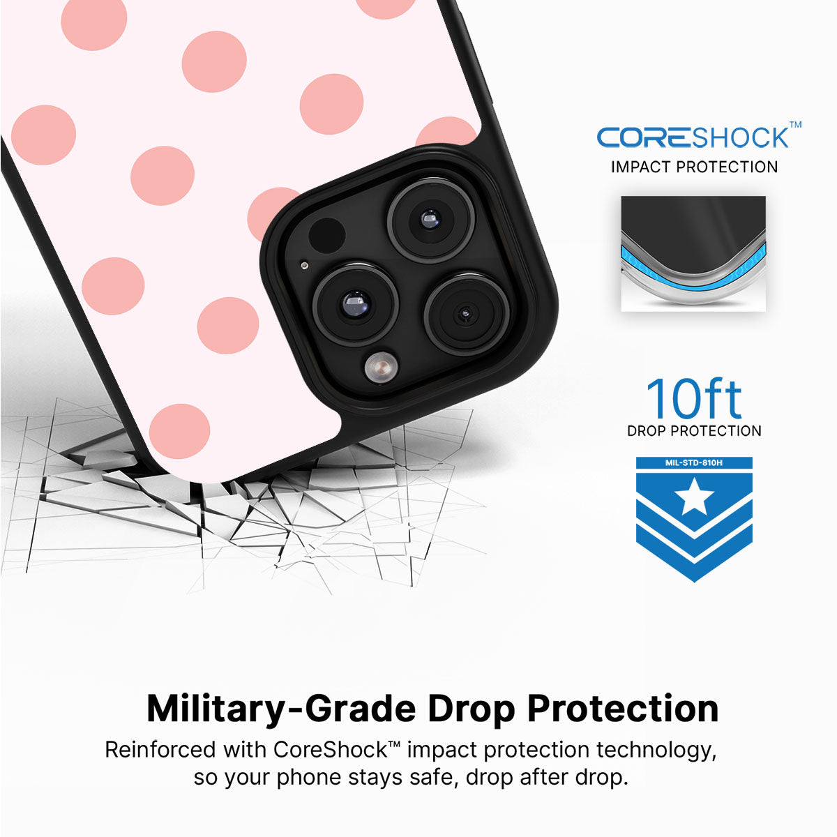 Blush Pearl iPhone 16 Pro Max case with drop protection