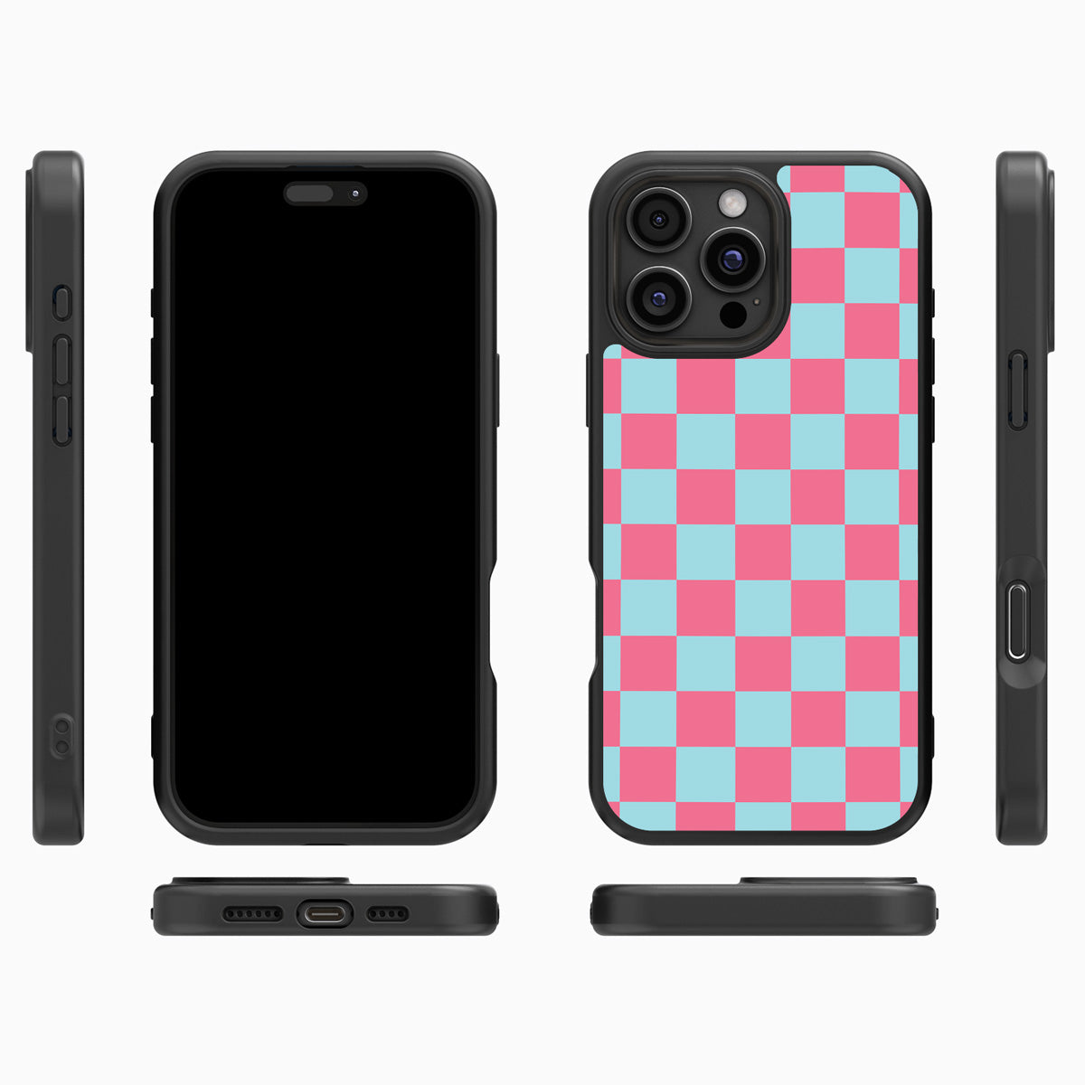 Blue Checkered Designer iPhone 16 Pro Max Case – Candy Floss | MagSafe