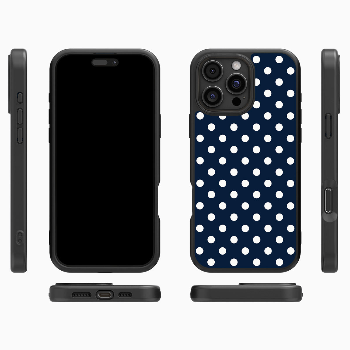 Navy Polka Dot iPhone 16 Pro Max Case – Deep Sea | MagSafe