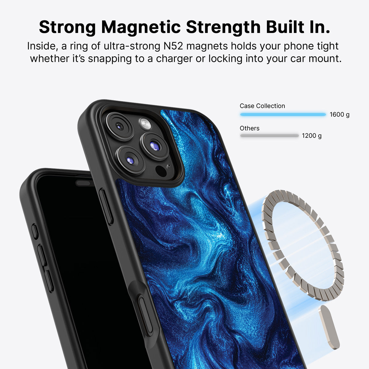 Blue Marble Designer iPhone 16 Pro Max Case – Indigo Impasto | MagSafe
