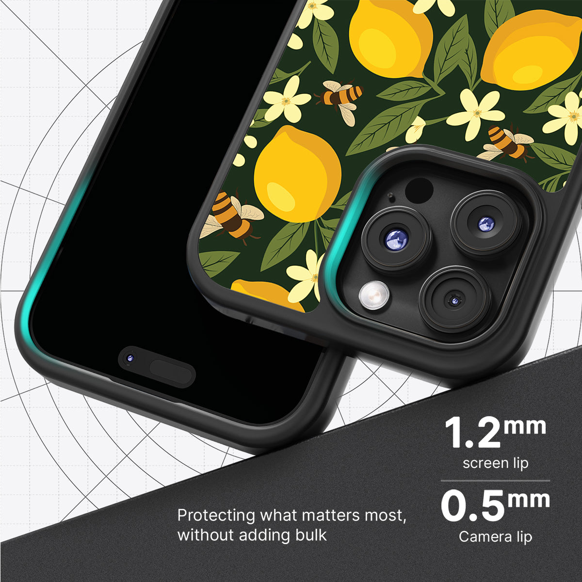 Lemon and Bees - iPhone 16 Pro Max Case #case type_core (magsafe), #case type_core (non magsafe)