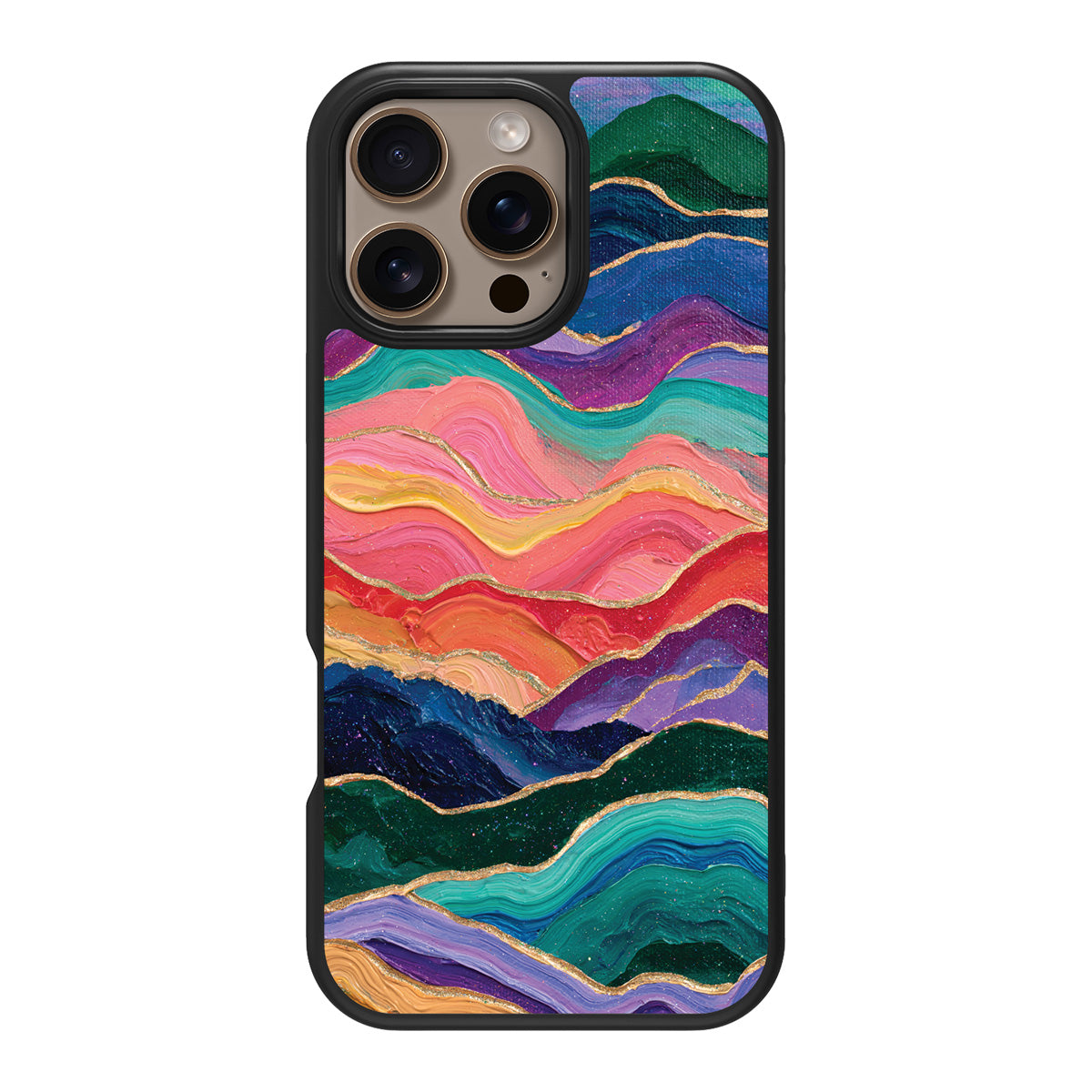Painted Peaks design back view – iPhone 16 Pro Max case