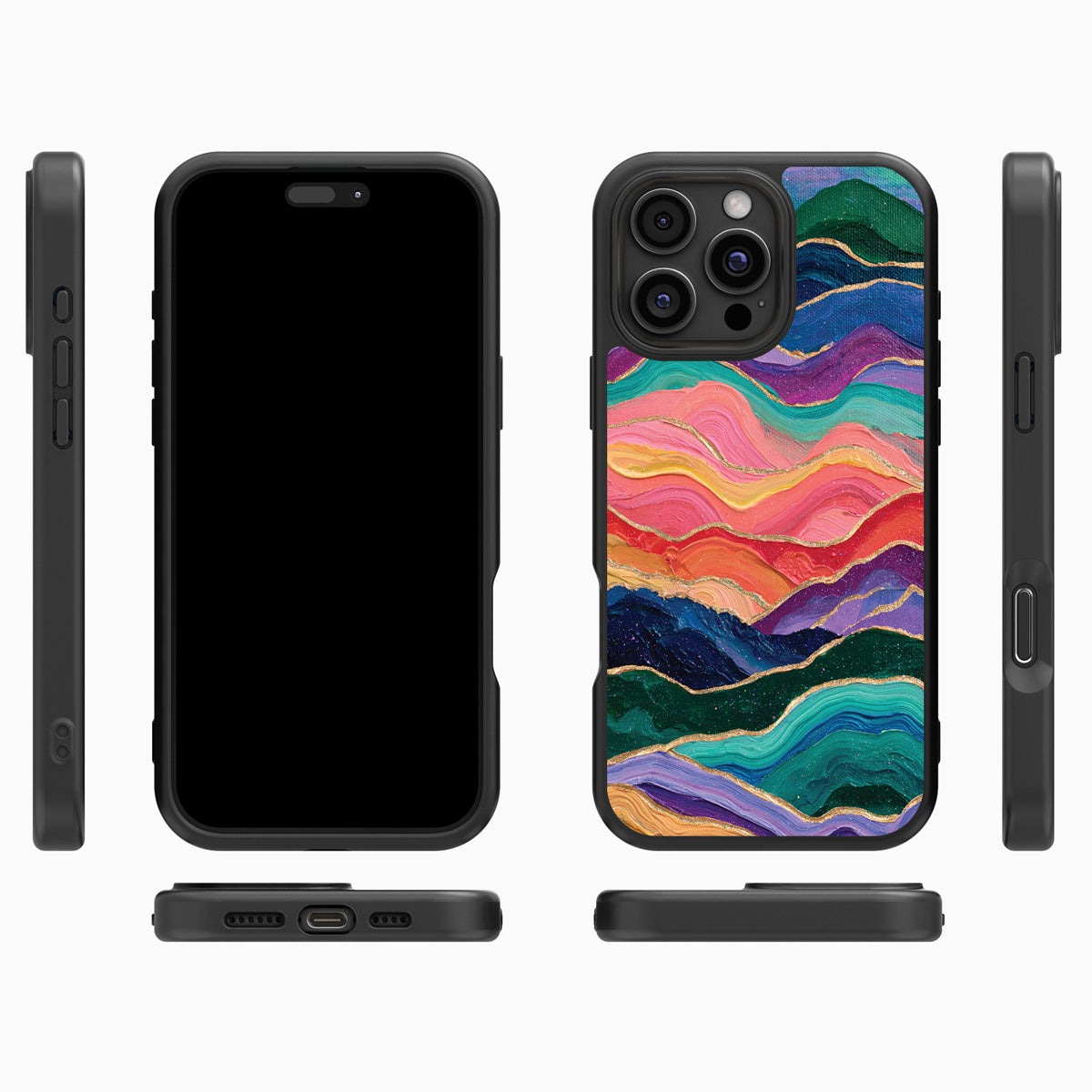 Painted Peaks iPhone 16 Pro Max case cover – multi-angle view