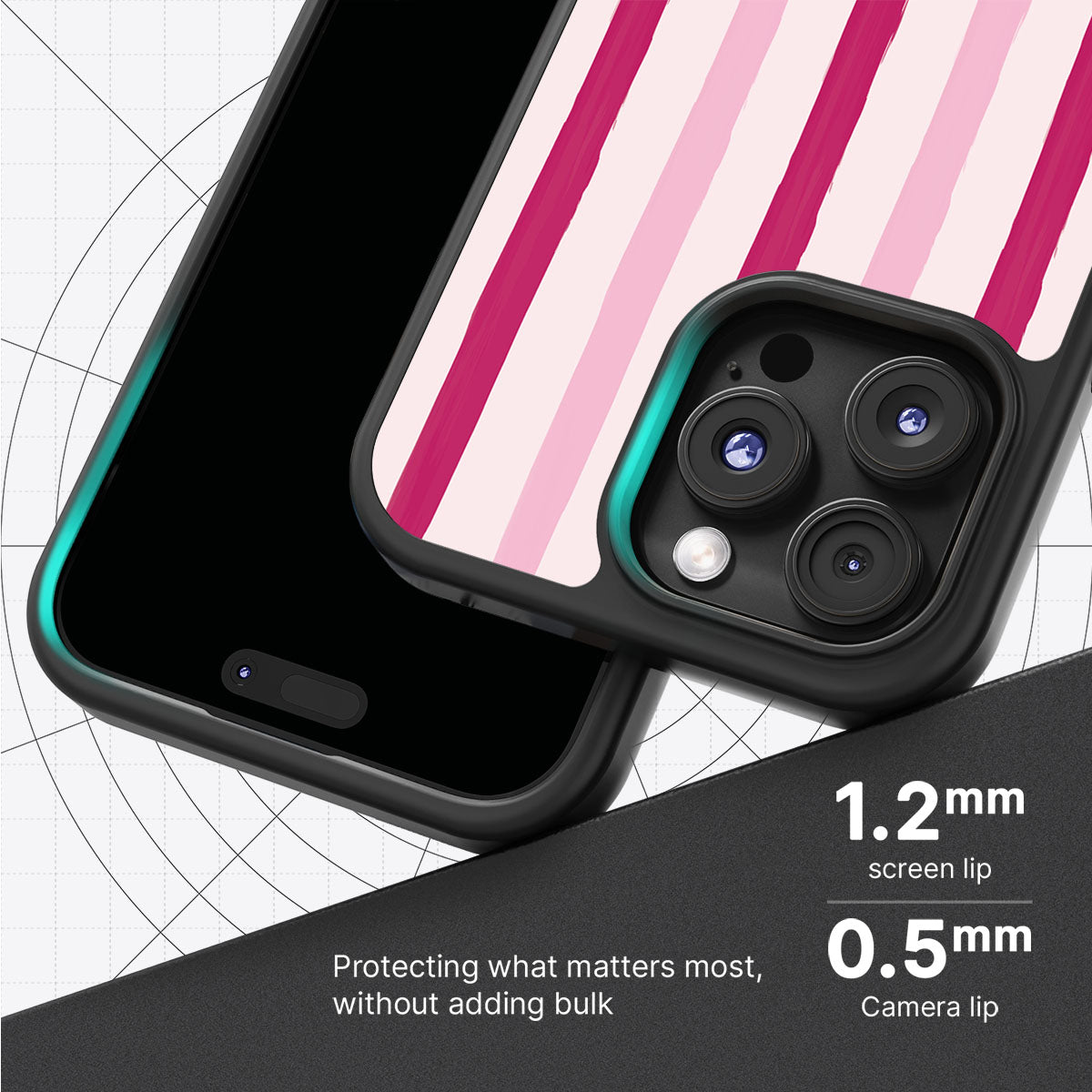 Pink Watercolor Stripes - iPhone 16 Pro Max Case #case type_core (magsafe), #case type_core (non magsafe)