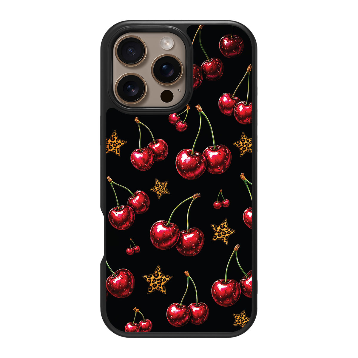 Rebel Cherry design back view – iPhone 16 Pro Max case
