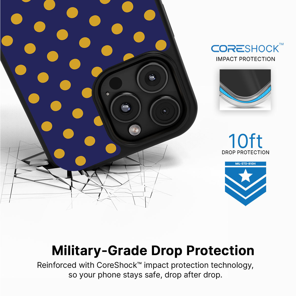 Retro Gold iPhone 16 Pro Max case with drop protection
