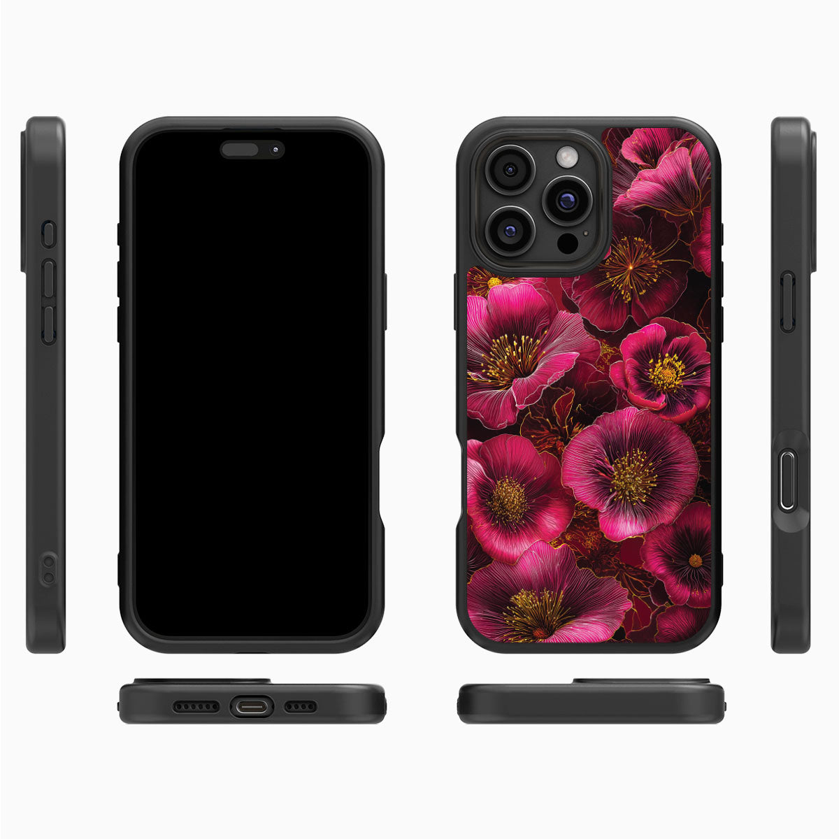 Pink Floral Designer iPhone 16 Pro Max Case – Ruby Flora | MagSafe