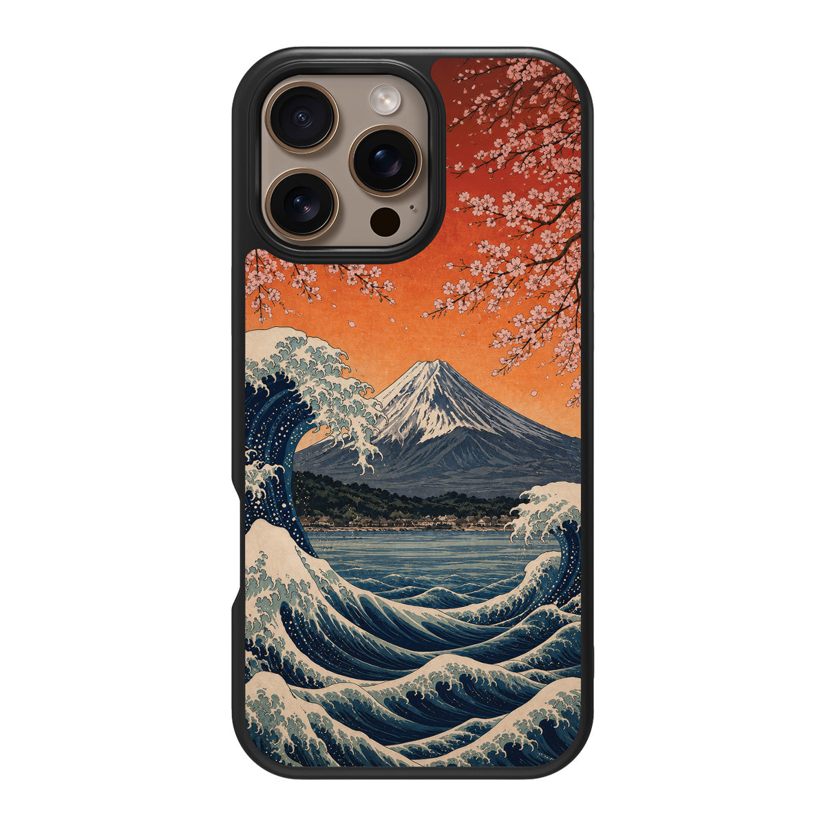 Sakura Coast design back view – iPhone 16 Pro Max case