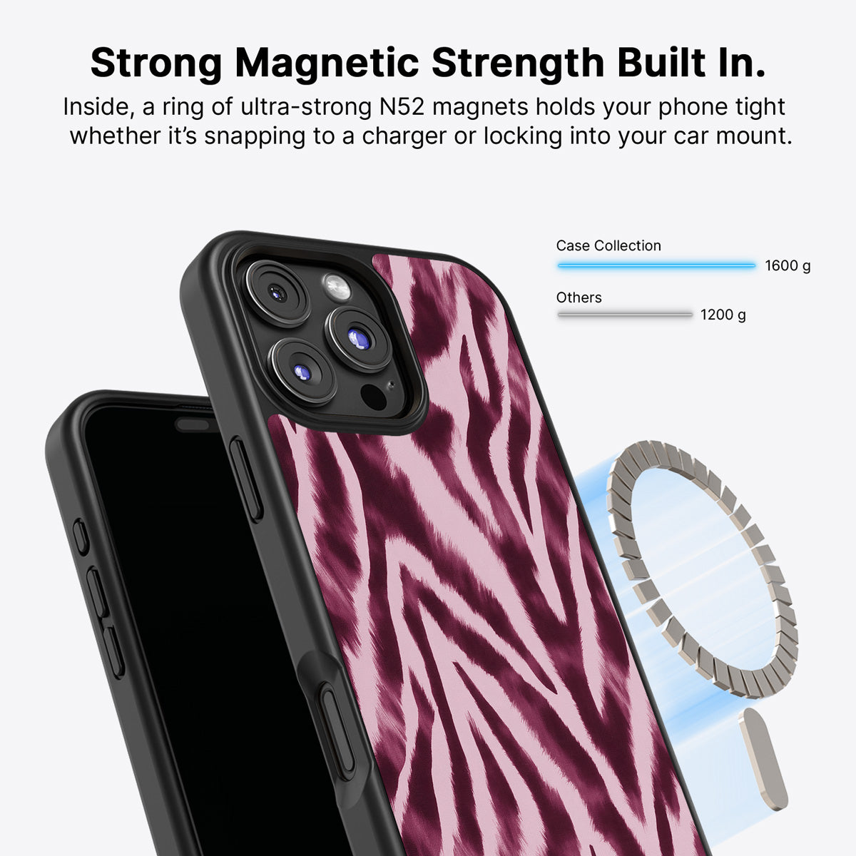 iPhone 16 Pro Max MagSafe case – Sangria Zebra design