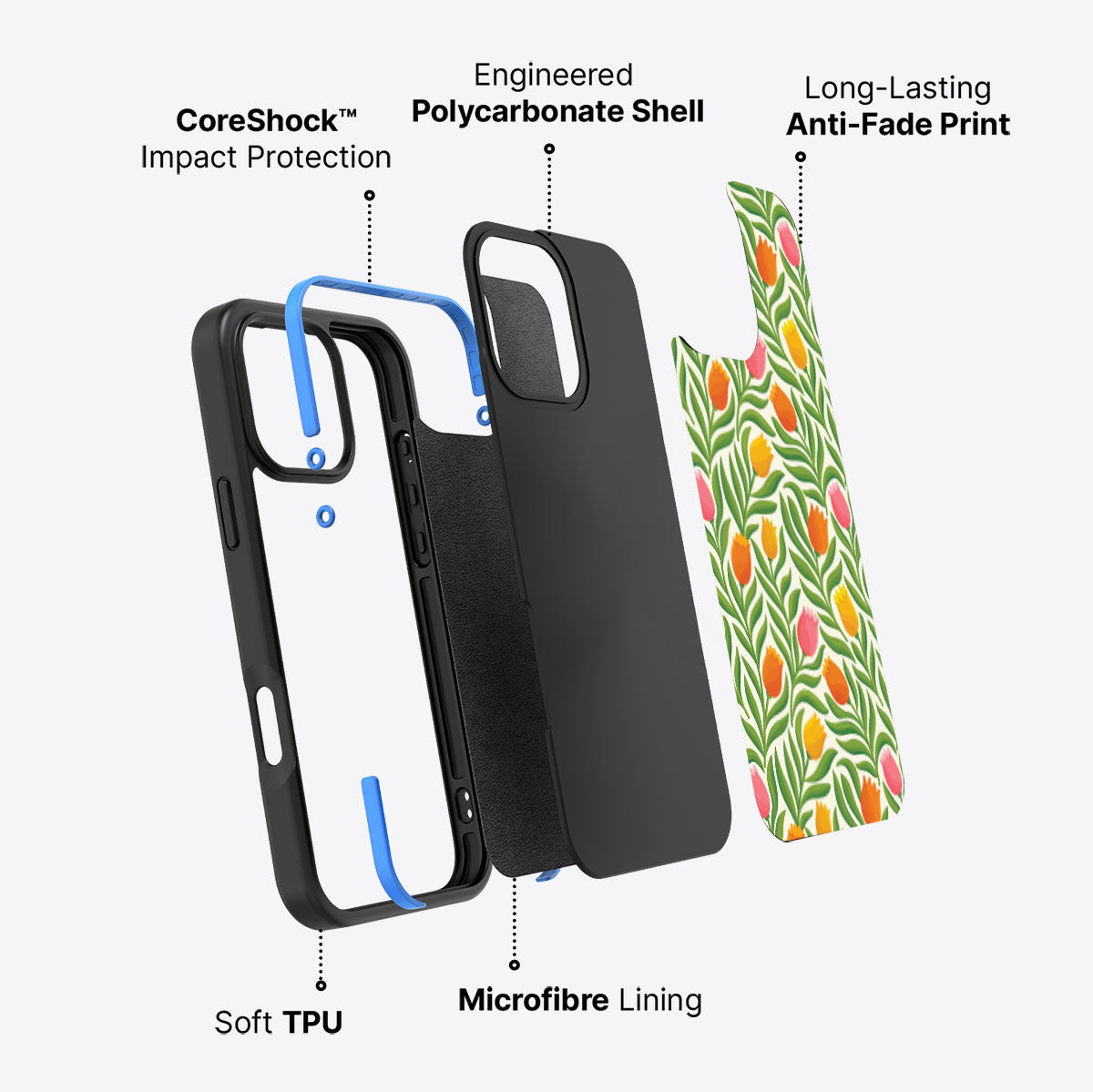 Spring Tulips - iPhone 16 Pro Max Case #case type_core (non magsafe)