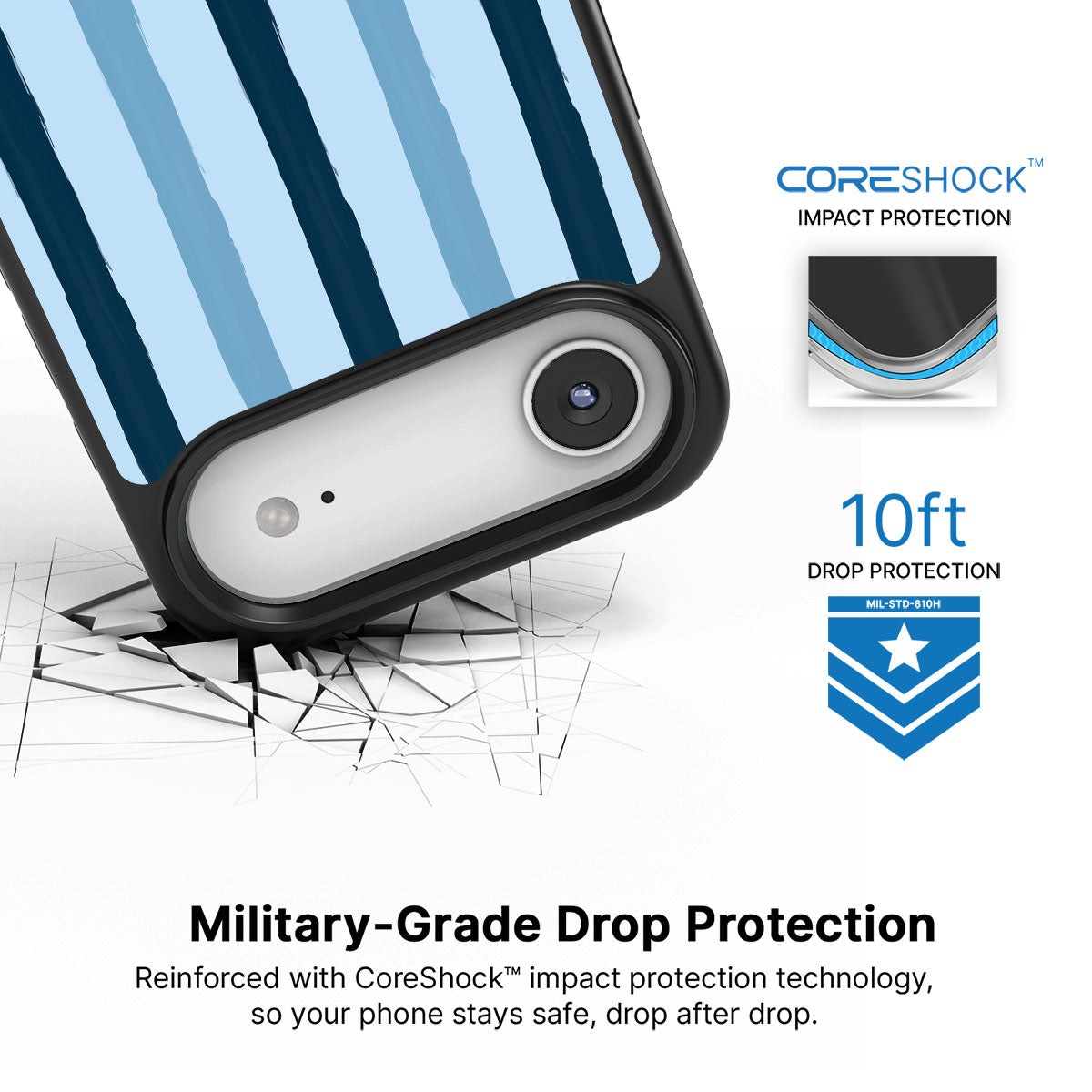 Blue Watercolor Stripes - iPhone 17 Air Case #case type_core (magsafe), #case type_core (non magsafe)